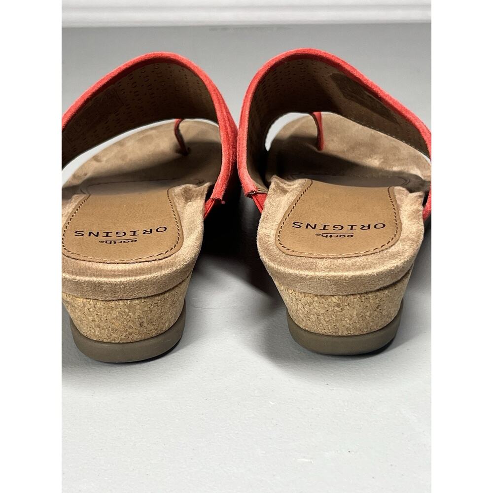 Earth Origins Pico Pearl Suede Wedge Sandals Womens 8 W Red Slip On Perforated - Picture 6 of 8